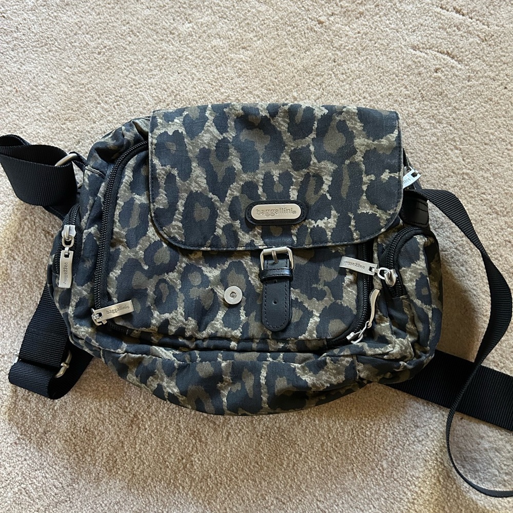 Baggalini camouflage  Leopard Print Travel Bag with Adjustable Strap